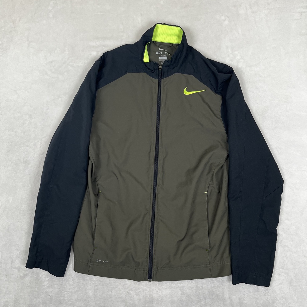 Nike Dri-FIT Windbreaker Jacket Mens Medium Green Full Zip Running Athletic